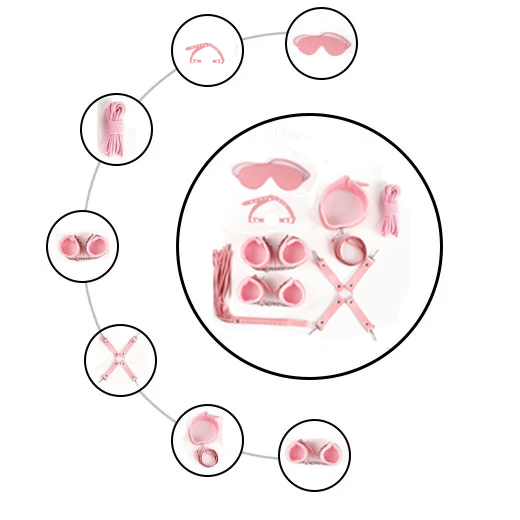 8 Pcs Luxury Pink BDSM Kit