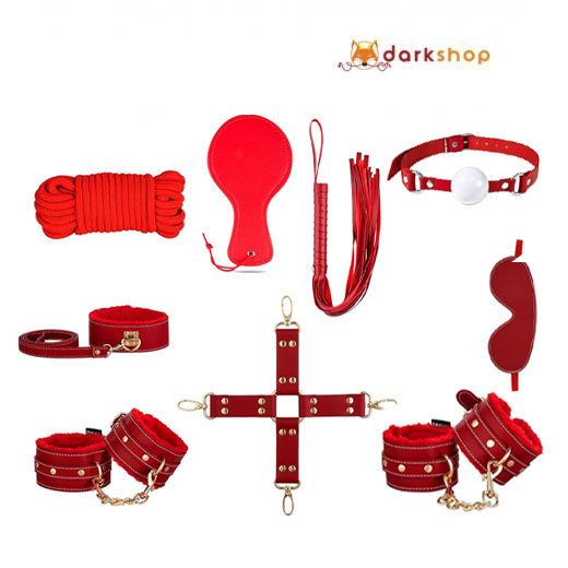 9 Pcs Luxury Red BDSM Kit