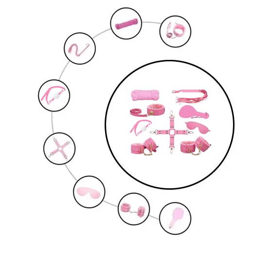 9 Pcs Luxury Pink BDSM Kit