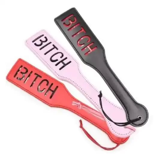Adult Game Bitch PU Leather Hand Shank Whip (Pink & Black)
