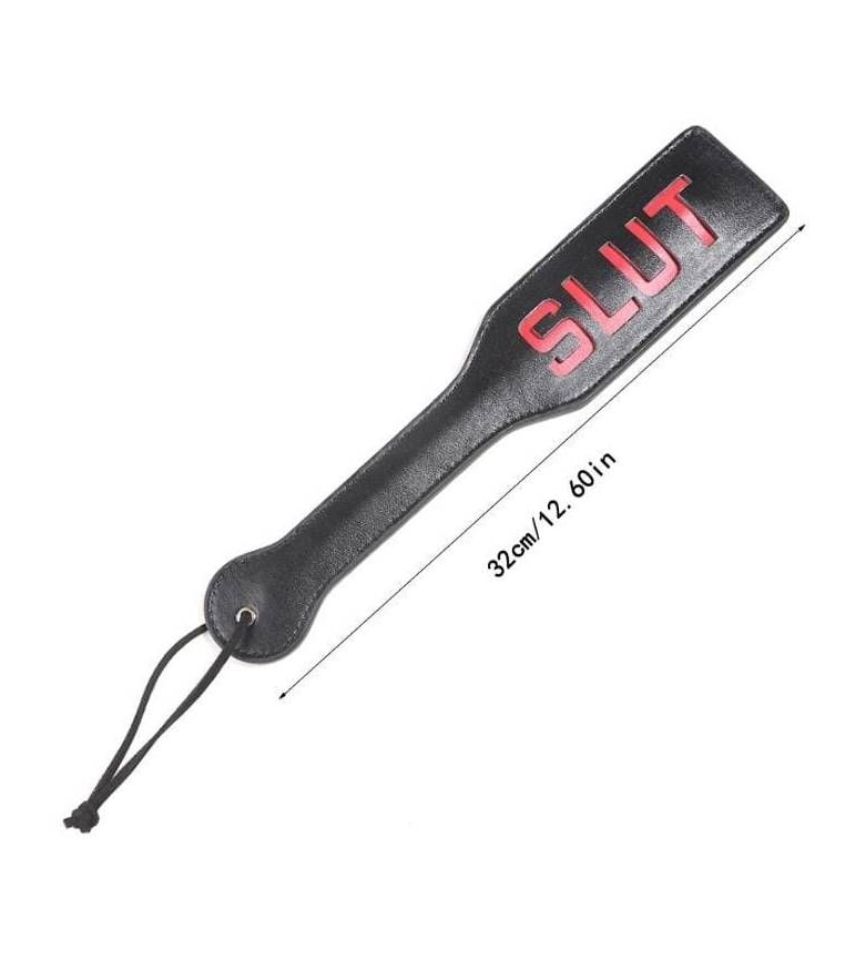 Adult Game SLUT PU Leather Hand Shank Whip (Pink /Black/Red)