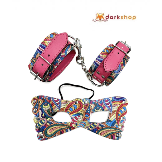 Colourful Handcuffs And Eye Mask Combo