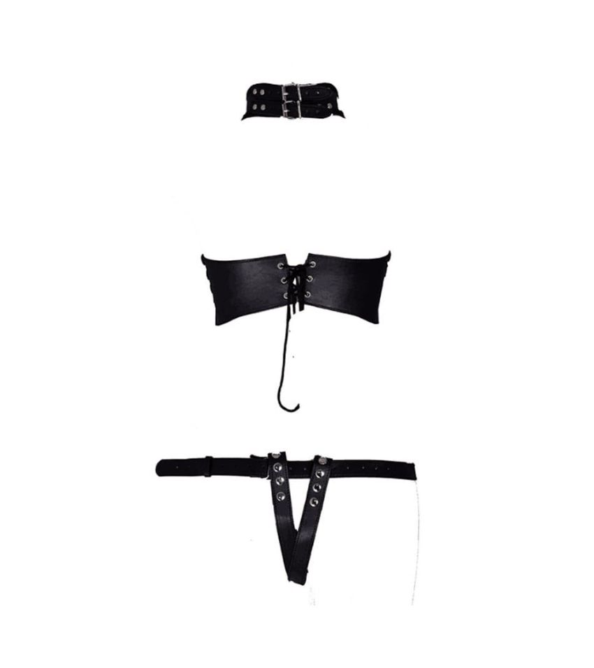 Leather Harness Overbust Corset Bustier Bondage