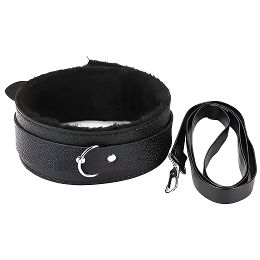 Black Collar with Leash Fetish BDSM Dog Slave
