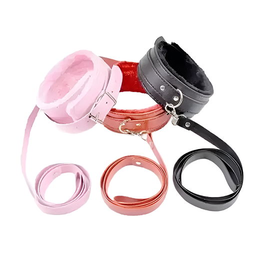 Black Collar with Leash Fetish BDSM Dog Slave