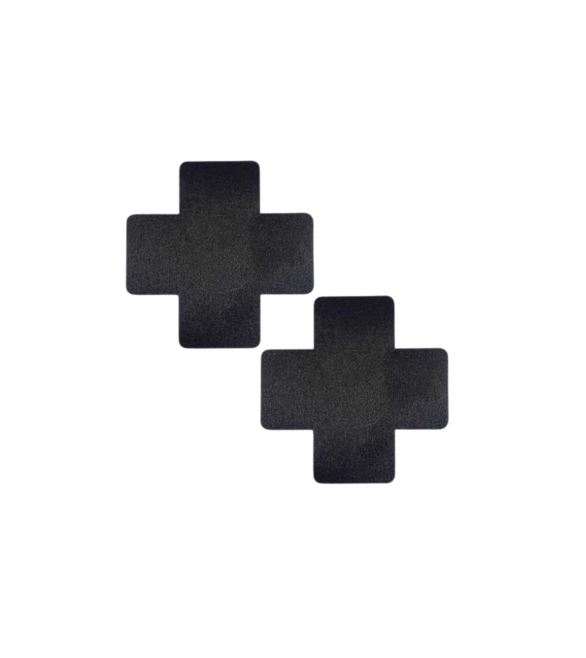 Black Cross Leather Nipple Covers