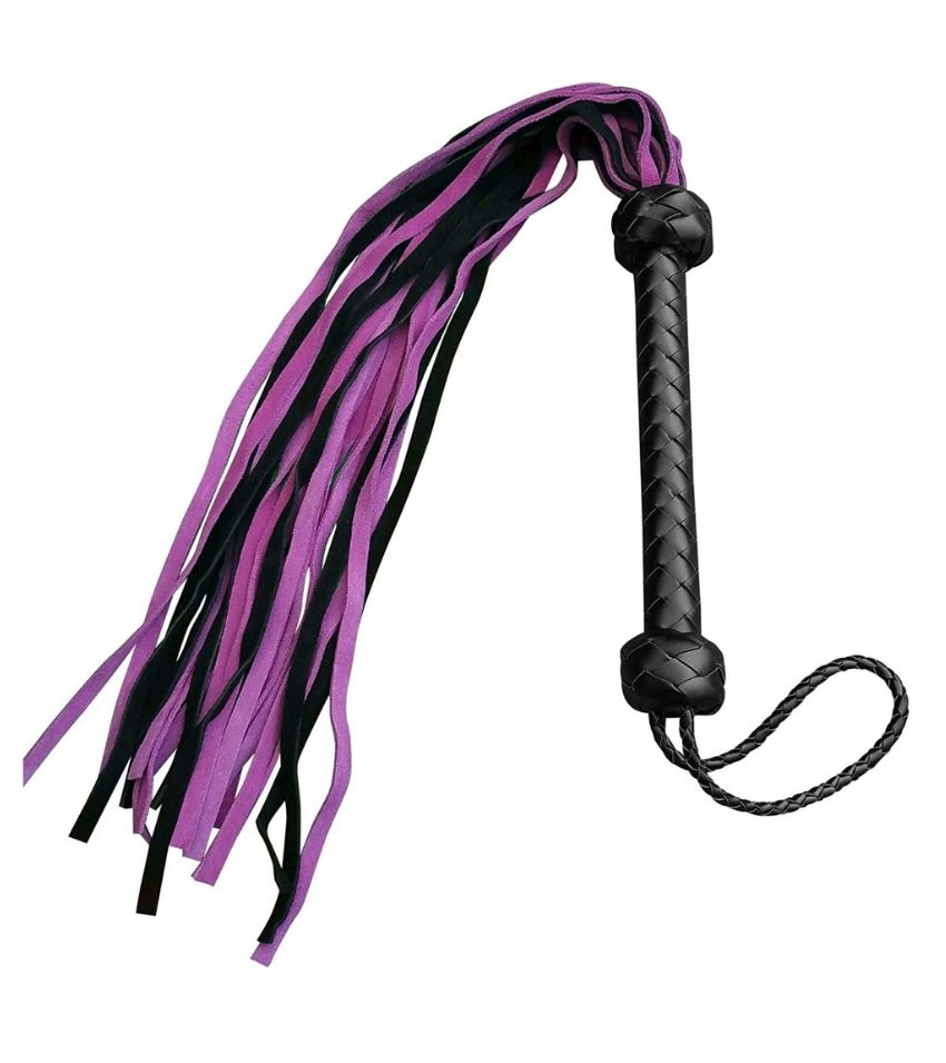 Black Faux Leather Flogger with Purple
