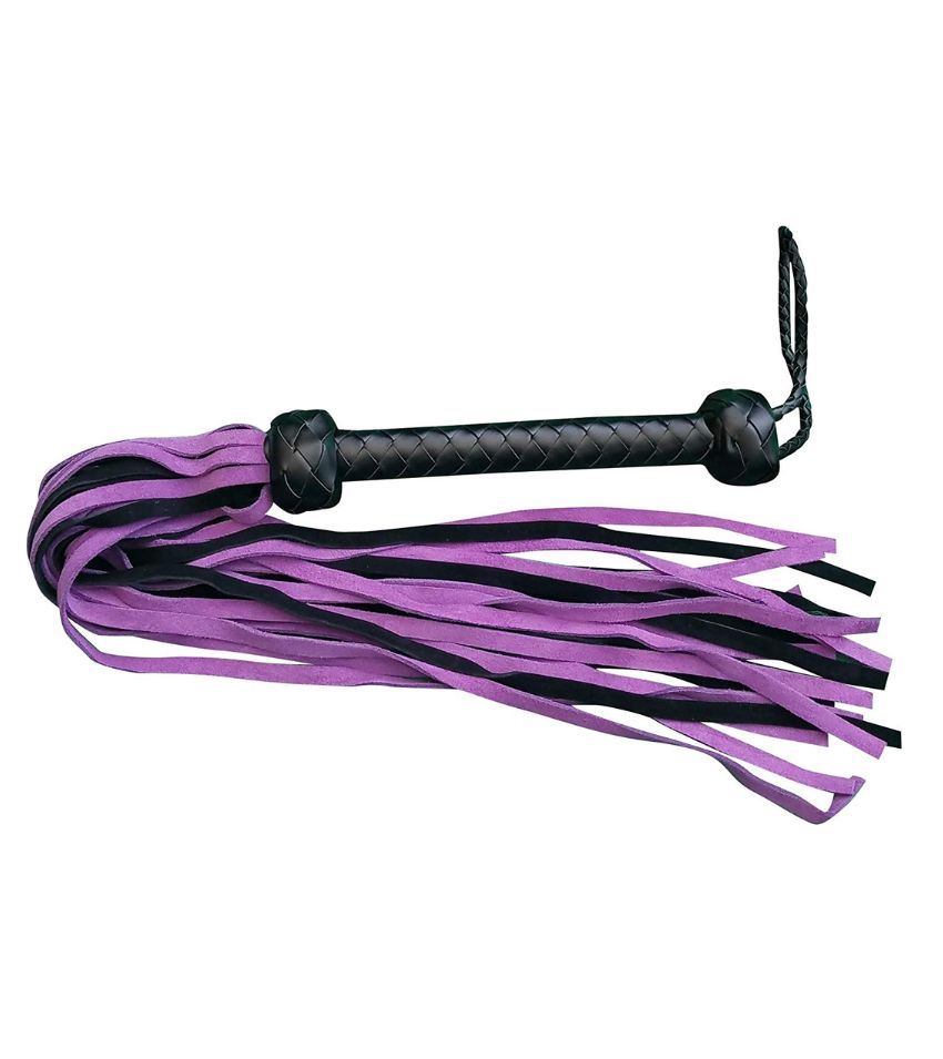 Black Faux Leather Flogger with Purple