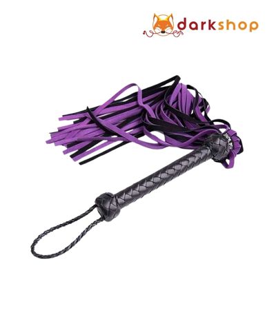 Black Faux Leather Flogger with Purple