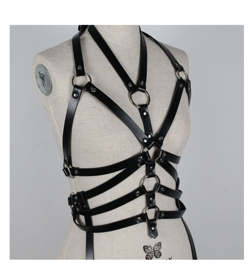Sexy Body Leather Harness Set Bra