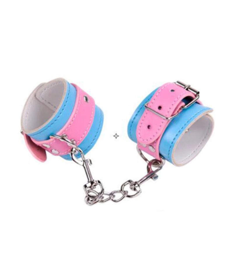 Bondage Restraints Blue and Pink PU Leather Hand Cuffs