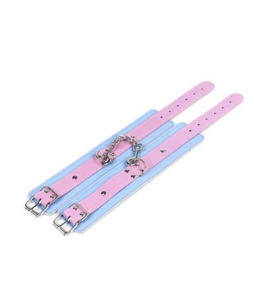 Bondage Restraints Blue and Pink PU Leather Hand Cuffs
