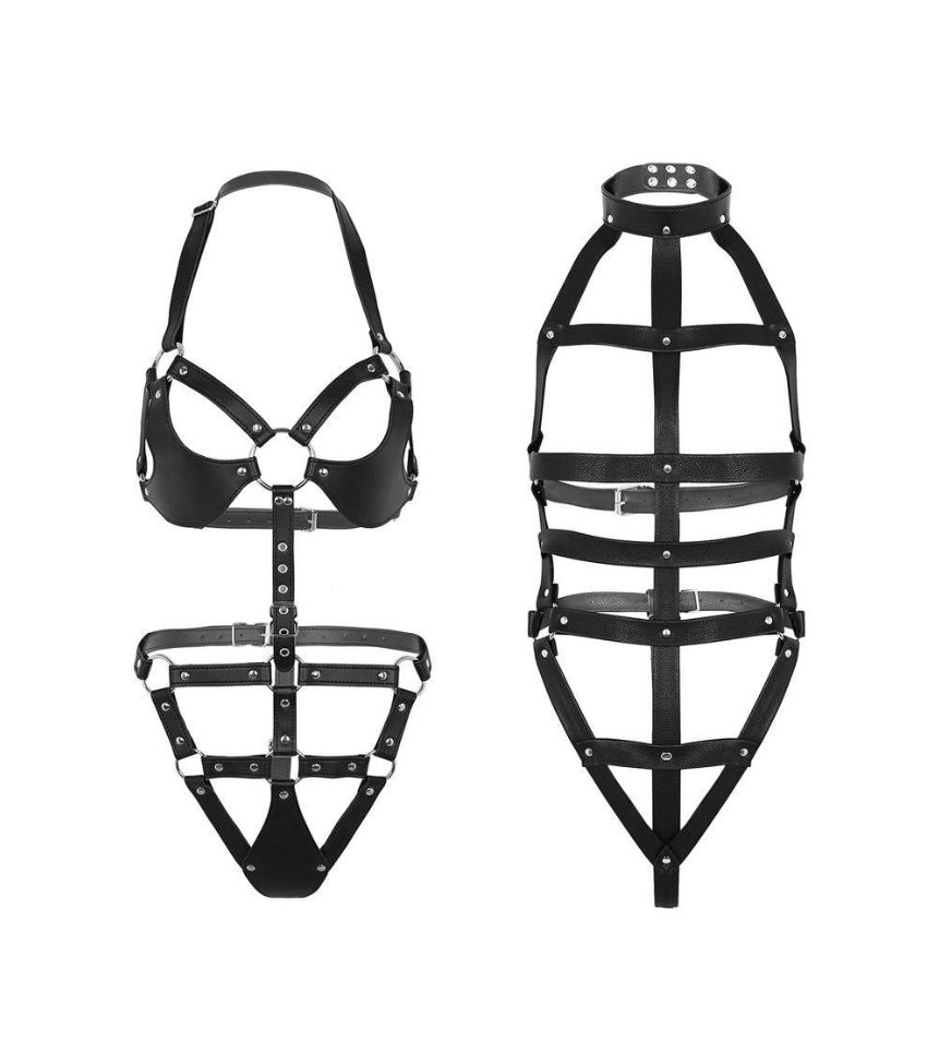 Black Bodysuit Chastity Belt For Women