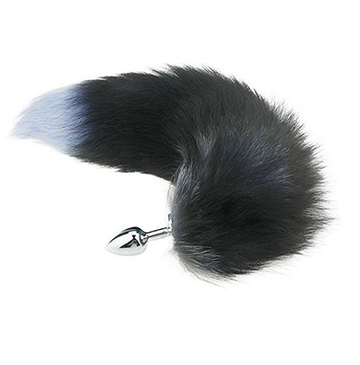 Butt Plug Fox Fluffy Tail Cosplay (Black/white)