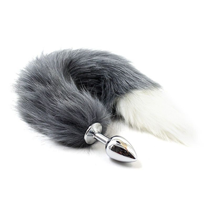 Butt Plug Fox Fluffy Tail Cosplay (Black/white)