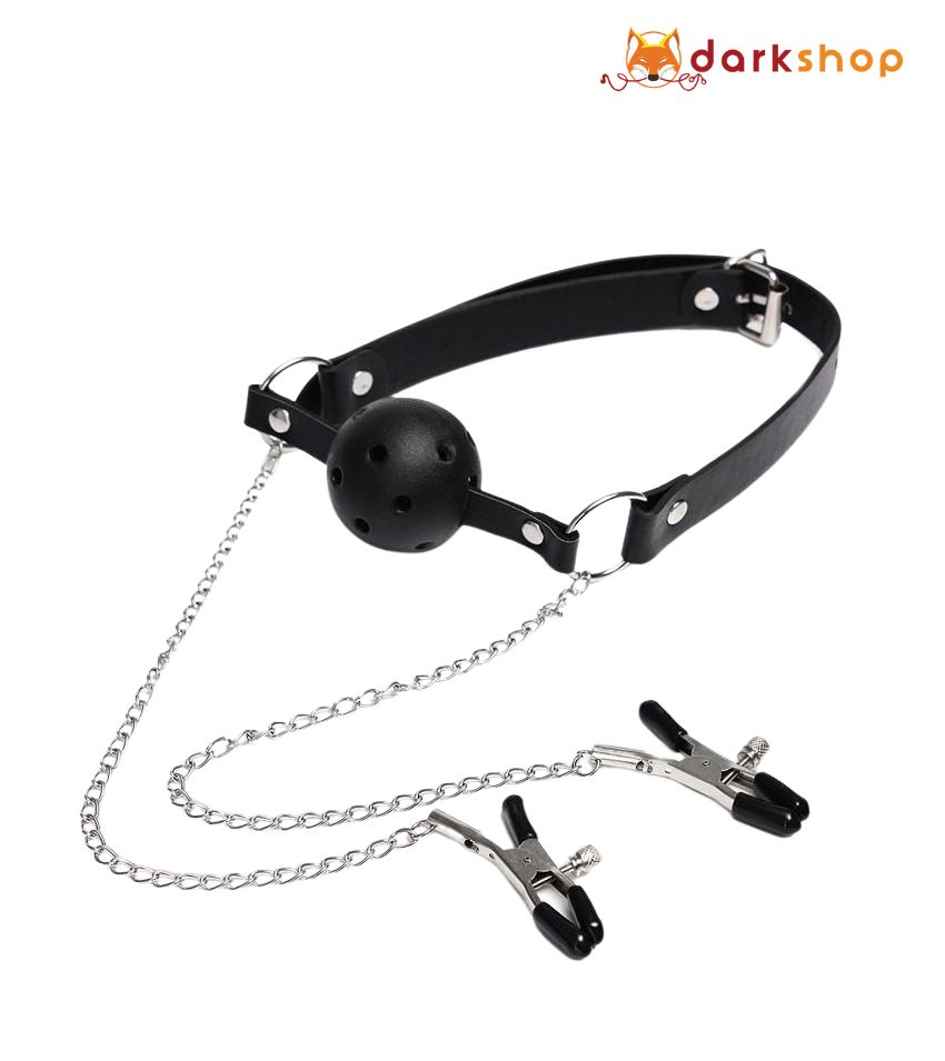 Couple Nipple Clamps Mouth Ball Gag Kit for Women