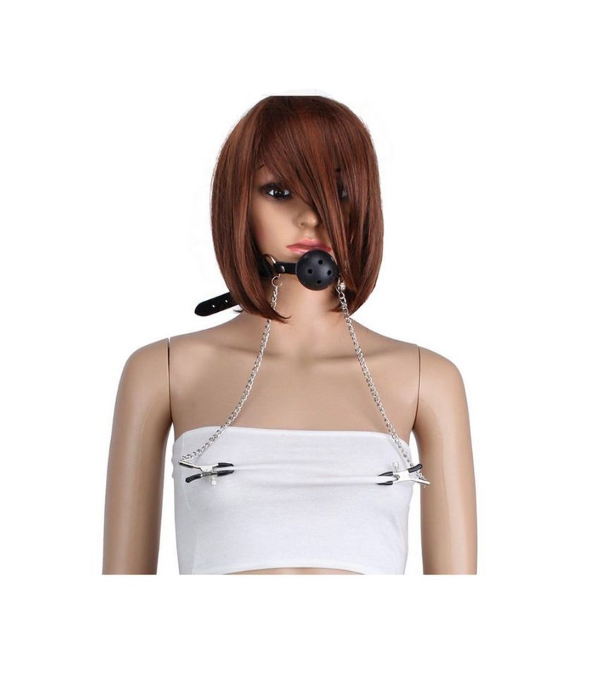Couple Nipple Clamps Mouth Ball Gag Kit for Women