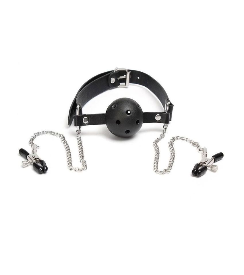 Couple Nipple Clamps Mouth Ball Gag Kit for Women