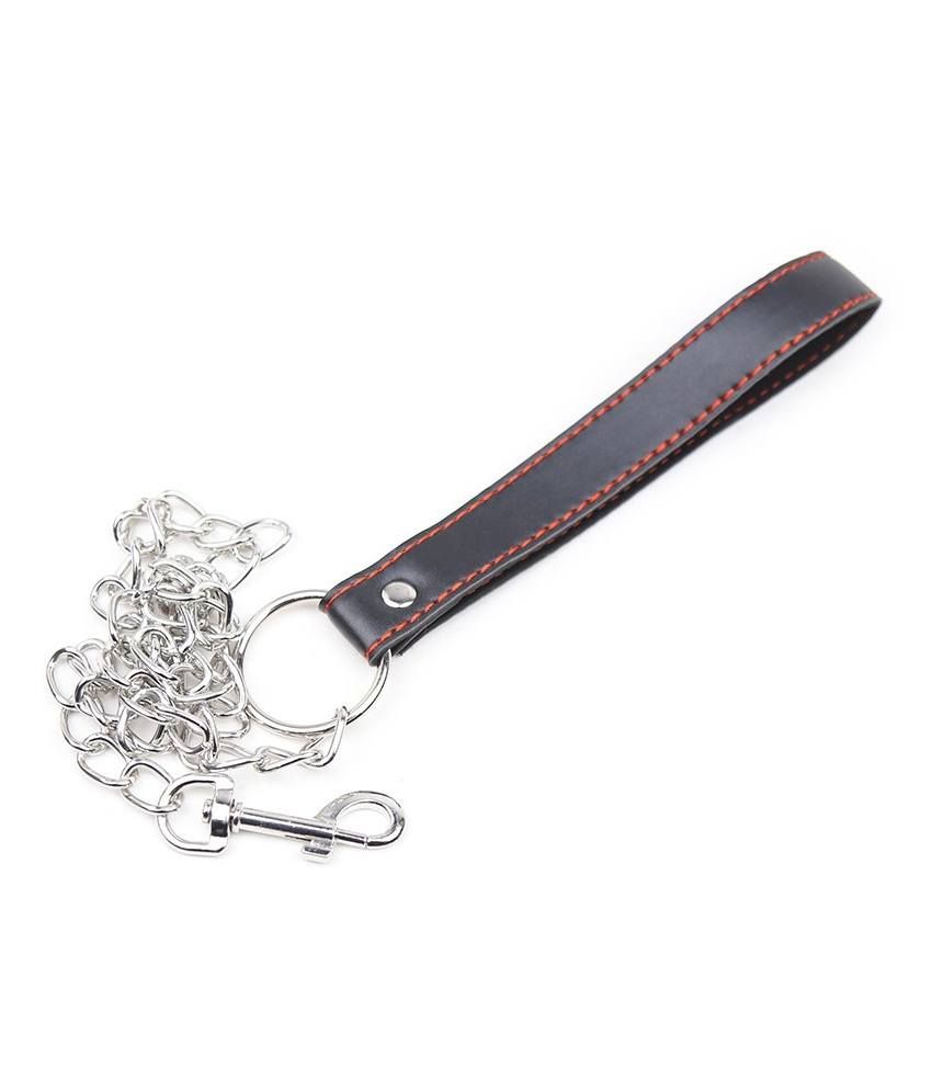 Leather Bat Shaped Collar With Chain Leash