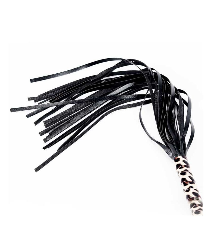Leather Leopard Grain Hand Shank Whip