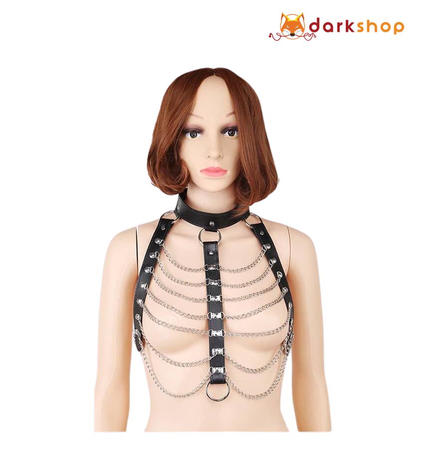 Leather suspender Body Harness Chain Bra Bralette