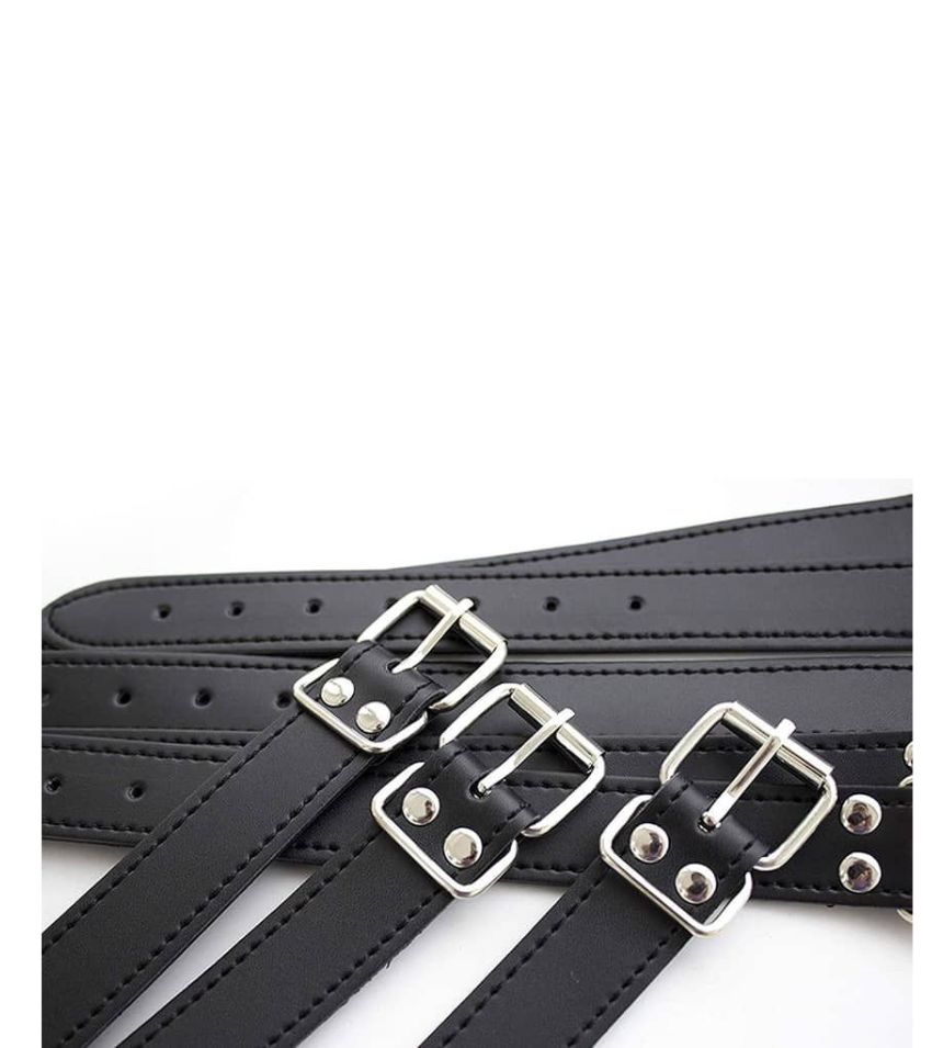 Leather Handcuffs Neck Sleeves Binding Back Tied Hands