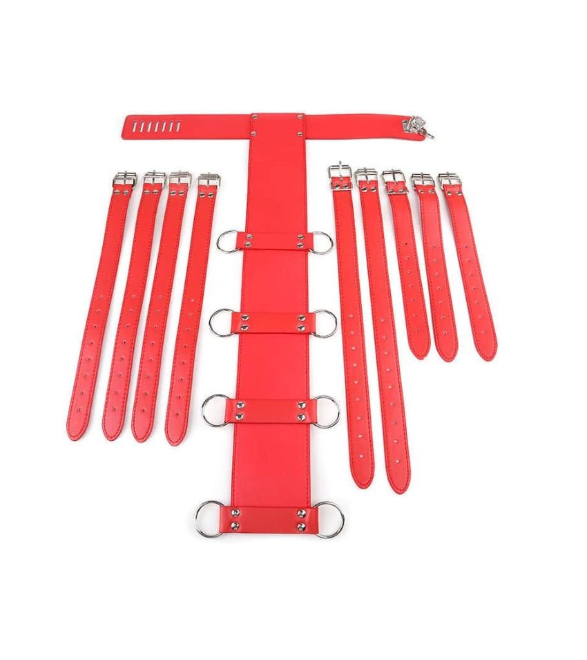 Leather Handcuffs Neck Sleeves Binding Back Tied Hands