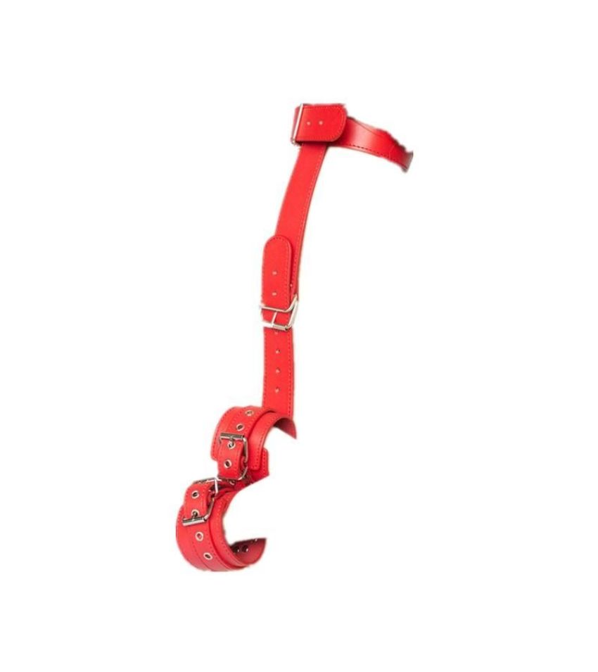 Leather Neck Collar to Hand Restraint Wrist Cuffs