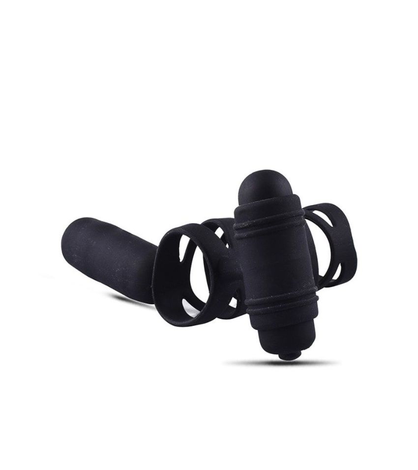 Male Cock Ring Chastity Cage Double Vibrating Ring