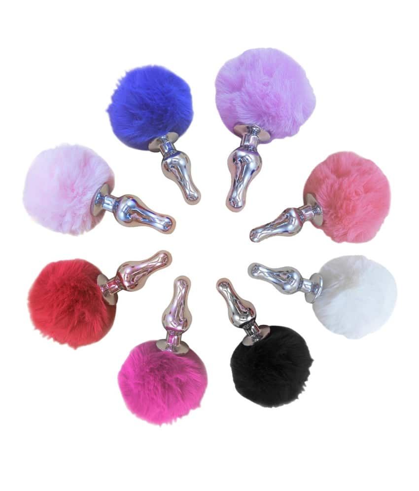 Curved Metal Bunny Faux Tail Butt Plug