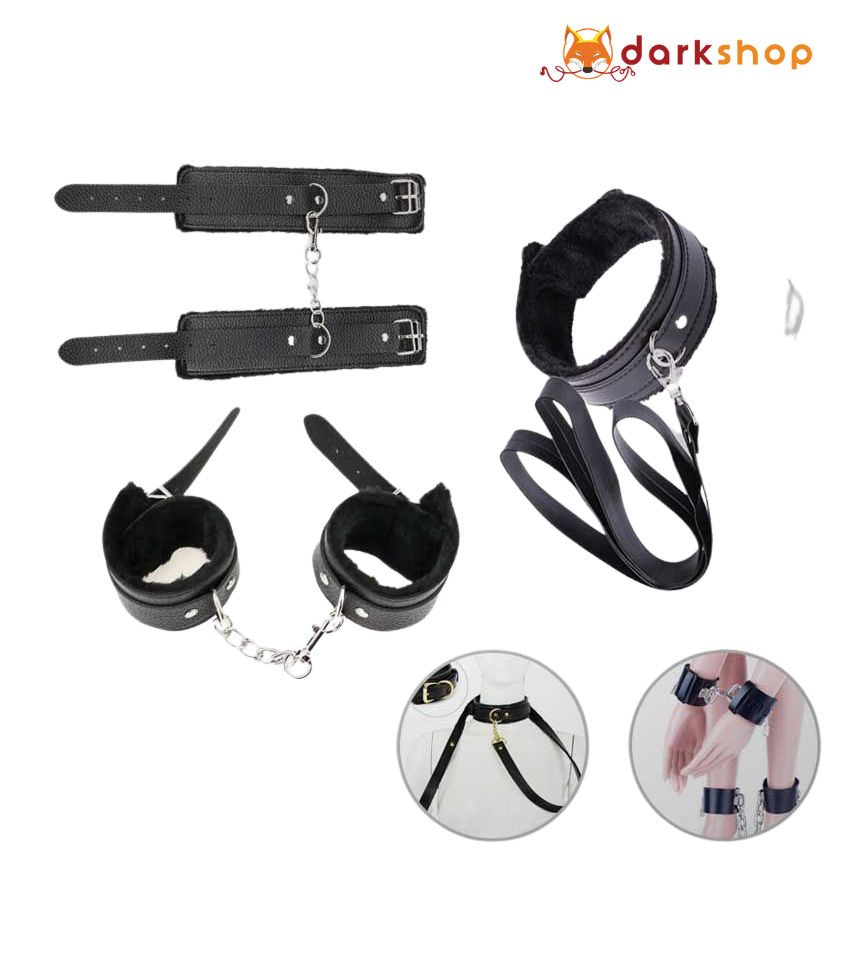 New Luxury Dog Slave Handcuff With Leg Spreader Ankle Cuffs Kit