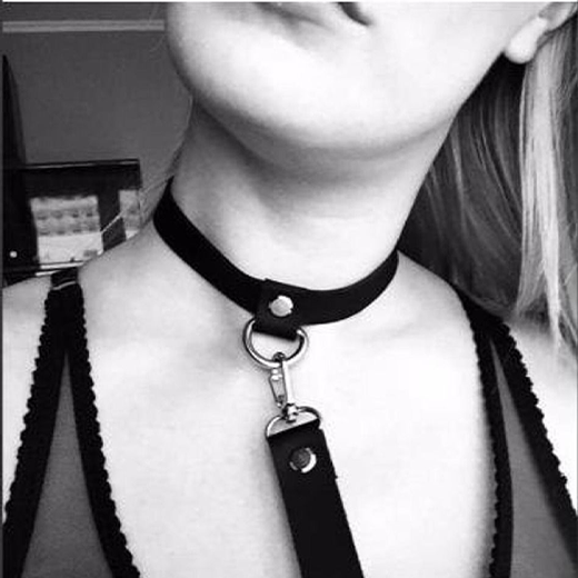 PU Leather BDSM Collar with Leash Fetish Bondage