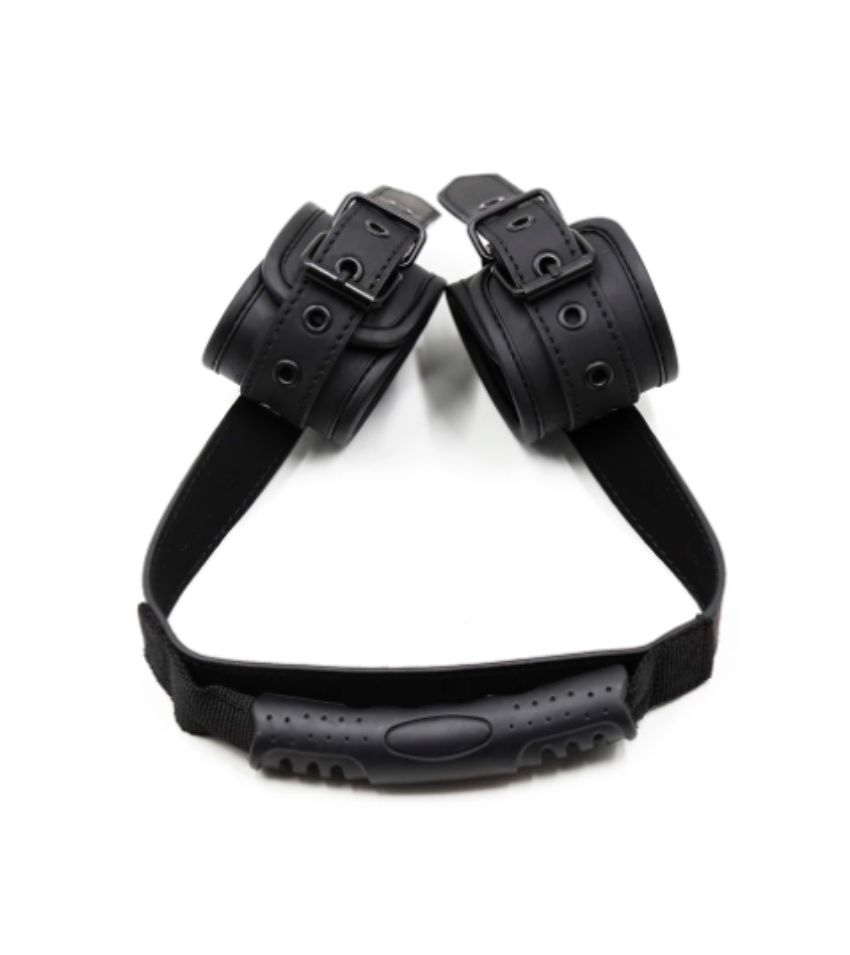 Leather Handcuffs With Traction Handle Fetish For Woman Couples
