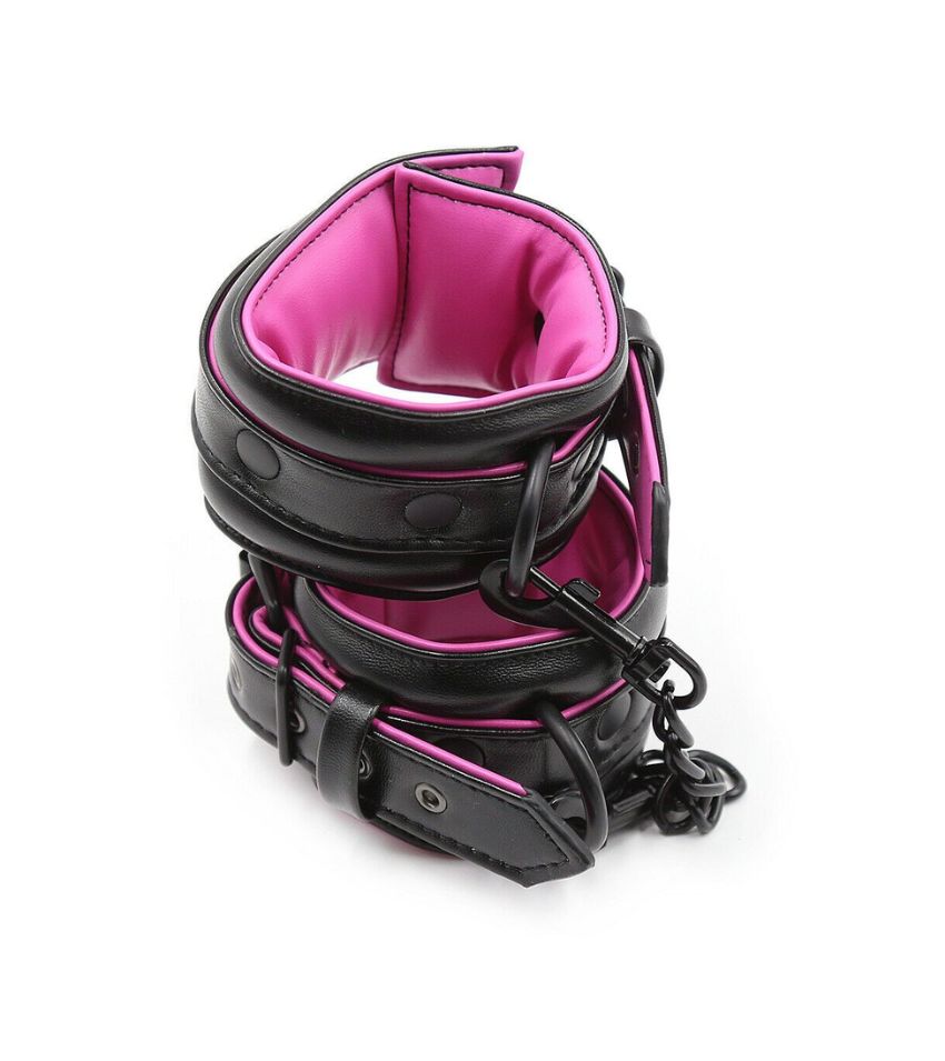 Pink Black Handcuffs Ankle Cuffs