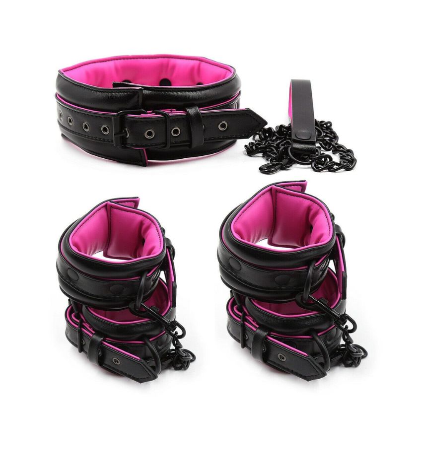 Pink Black Handcuffs Ankle Cuffs