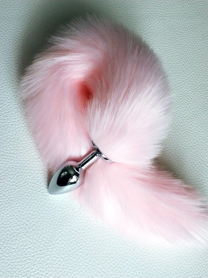 Pink tail butt plug fox tail