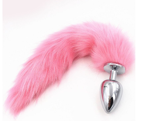 Pink tail butt plug fox tail