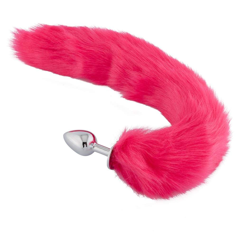 STAINLESS STEEL RED FOX TAIL BUTT PLUG