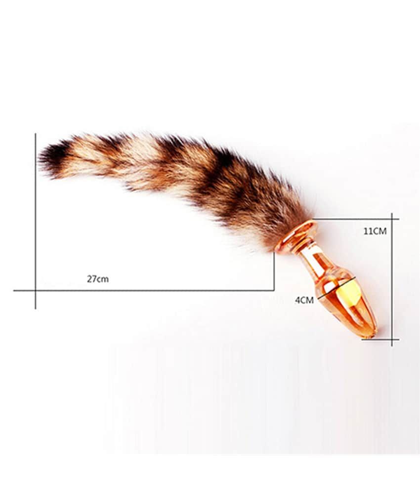Raccoon Tail Glass Butt Plug Massager
