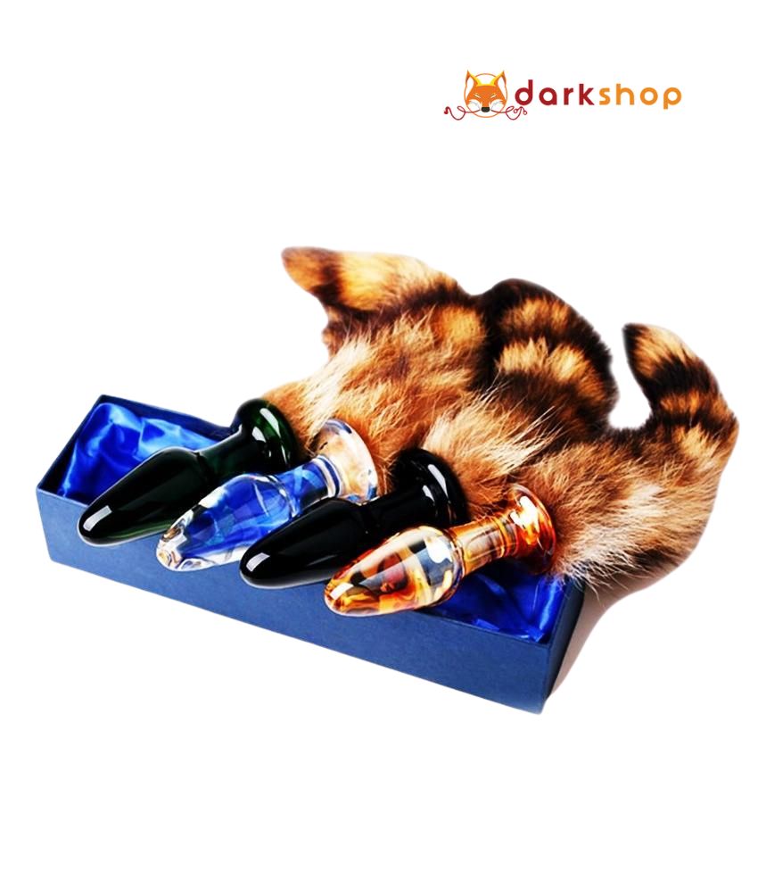 Raccoon Tail Glass Butt Plug Massager