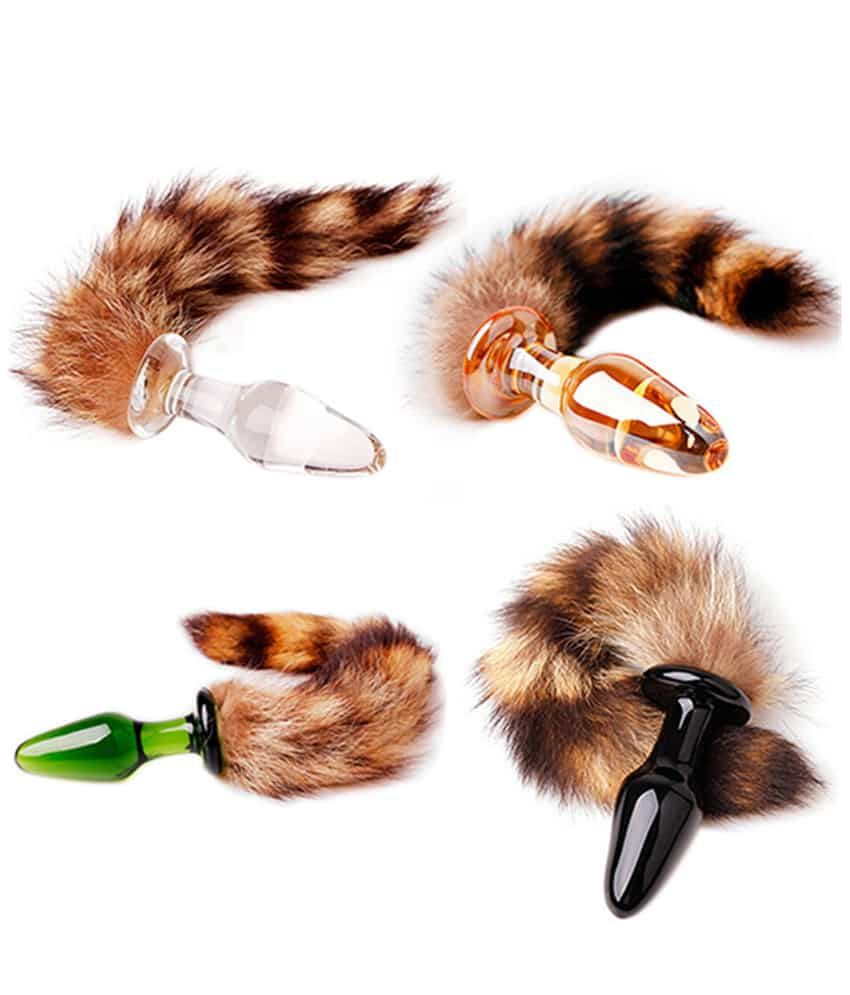 Raccoon Tail Glass Butt Plug Massager