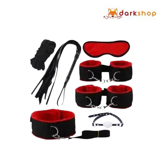 Red & Black 7 Pcs set BDSM Bondage Kit