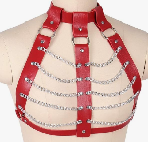 Leather suspender Body Harness Chain Bra Bralette