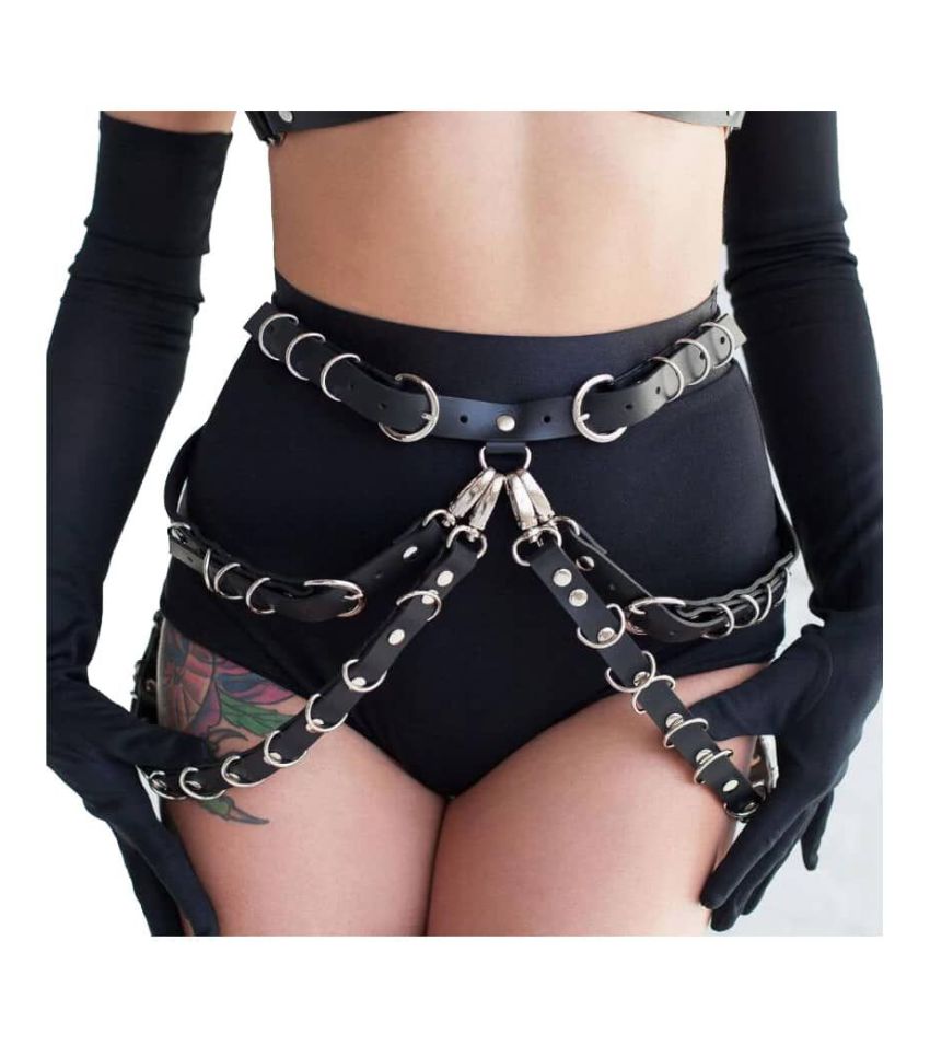 Body Harness With Metal Chain Waist Leg Cage