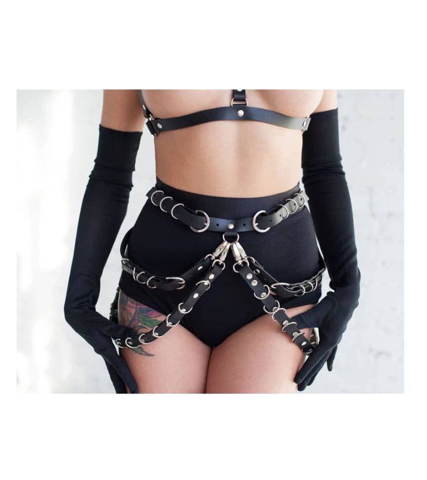 Body Harness With Metal Chain Waist Leg Cage