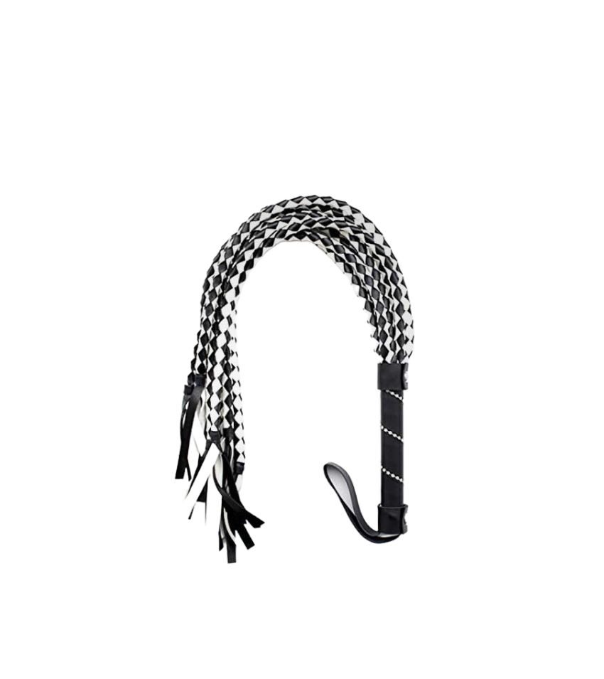 Soft Genuine Leather Flogger and Whips With Handle Floggers Black And White