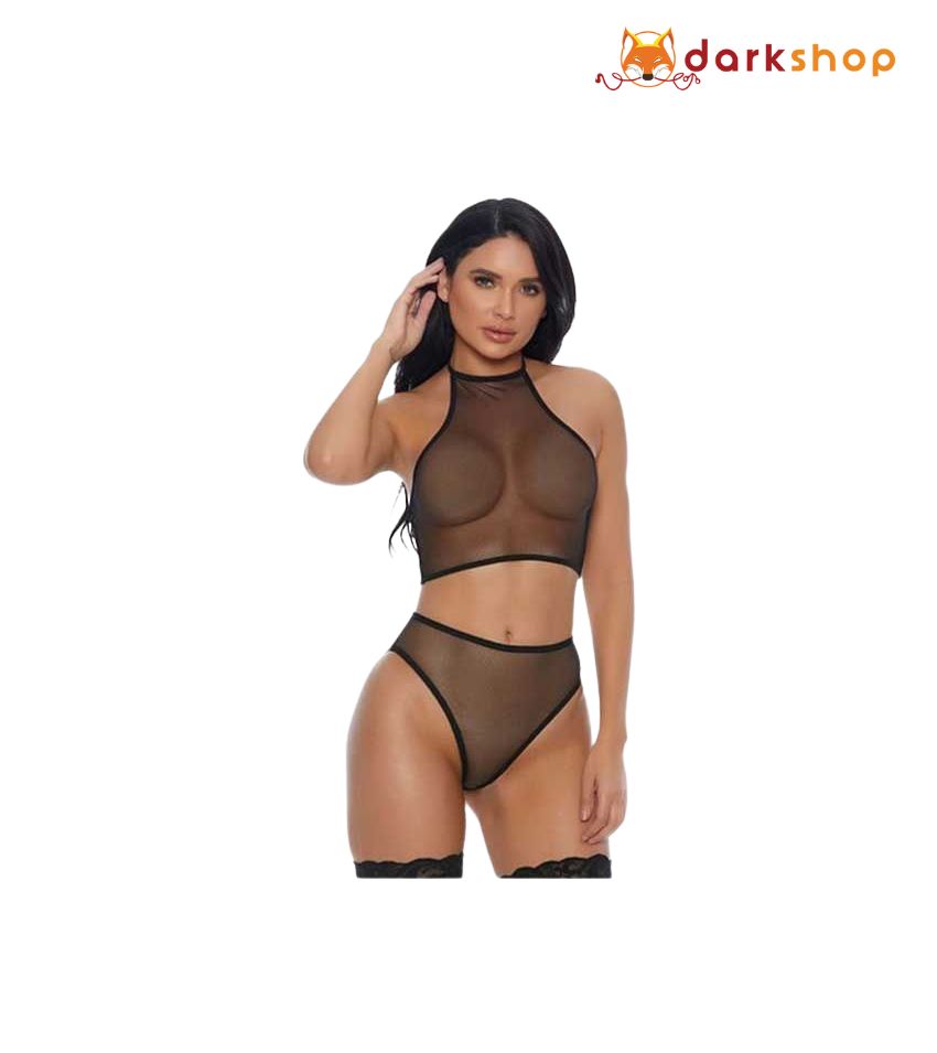 Erotic Black See Through Panty Bra Set