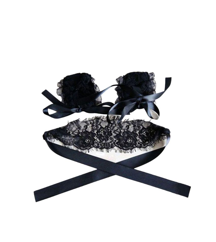 Hot Black Lace Eye Covers with Gloves Hand Wrap