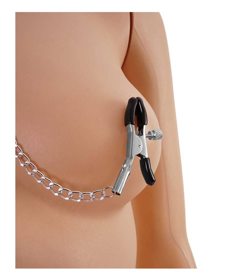 Slave Collar & Nipple Clamps Leather
