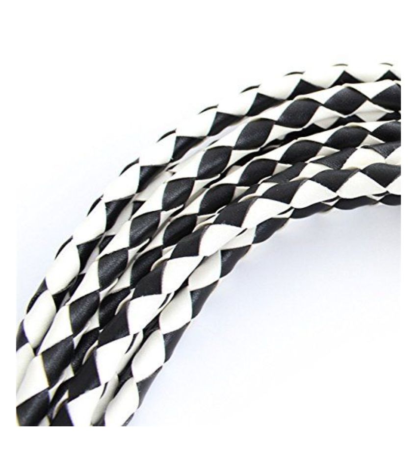Soft Genuine Leather Flogger and Whips With Handle Floggers Black And White